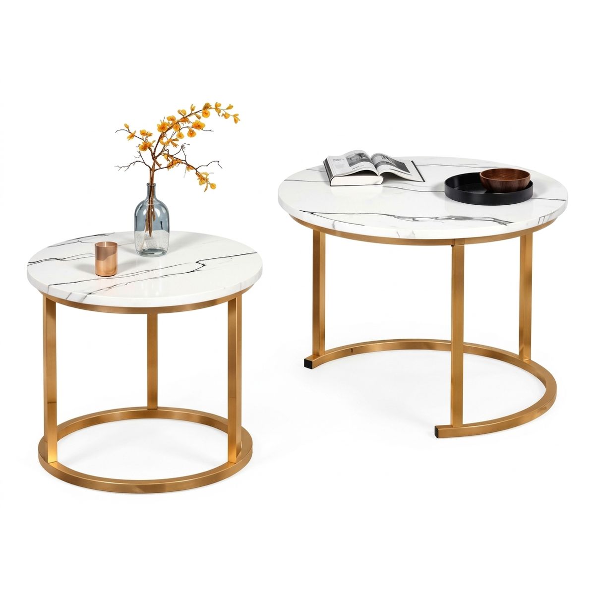 GENERICO - Juego de 2 mesas de centro tipo nido