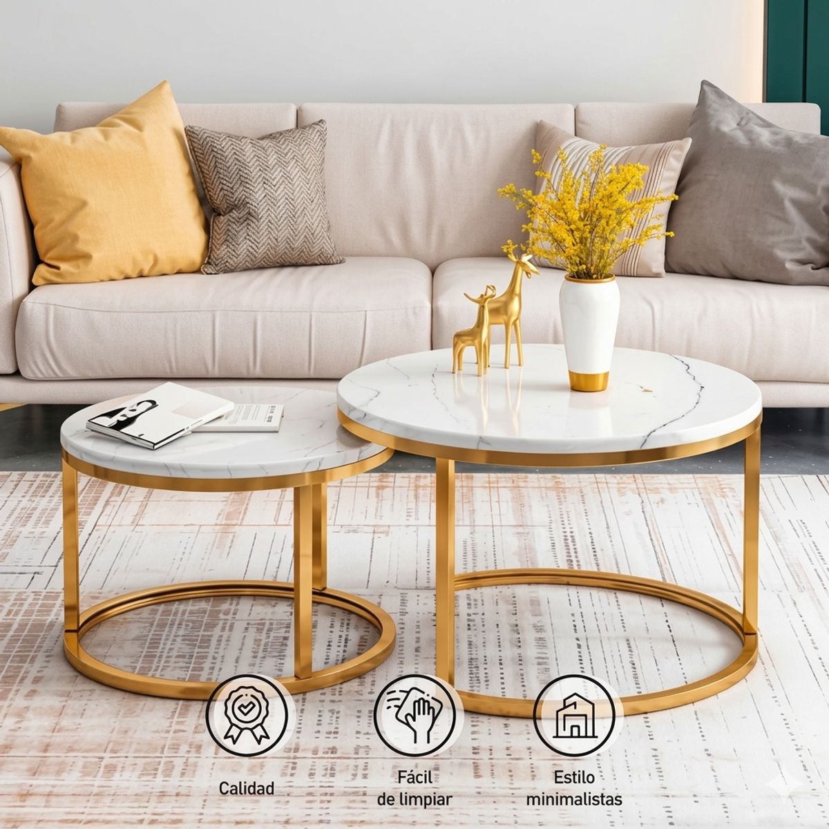 GENERICO - Juego de 2 mesas de centro tipo nido