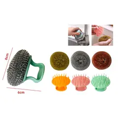 GENERICO - Virutilla Con Mango Plastico Surtido 8X6 Cm Limpieza Profunda Hogar