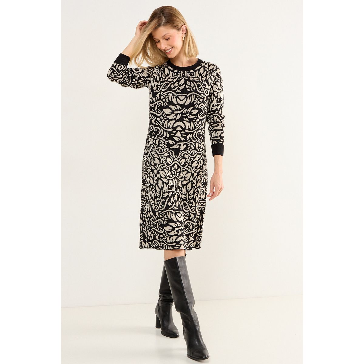 MA GRIFFE - Vestido Tejido De Fantasia Mujer Negro Magriffe