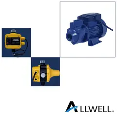 ALLWELL - KIT BOMBA PERIFERICA 0.5 HP QBm60 + CONTROLADOR AUTOMATICO DE PRESION