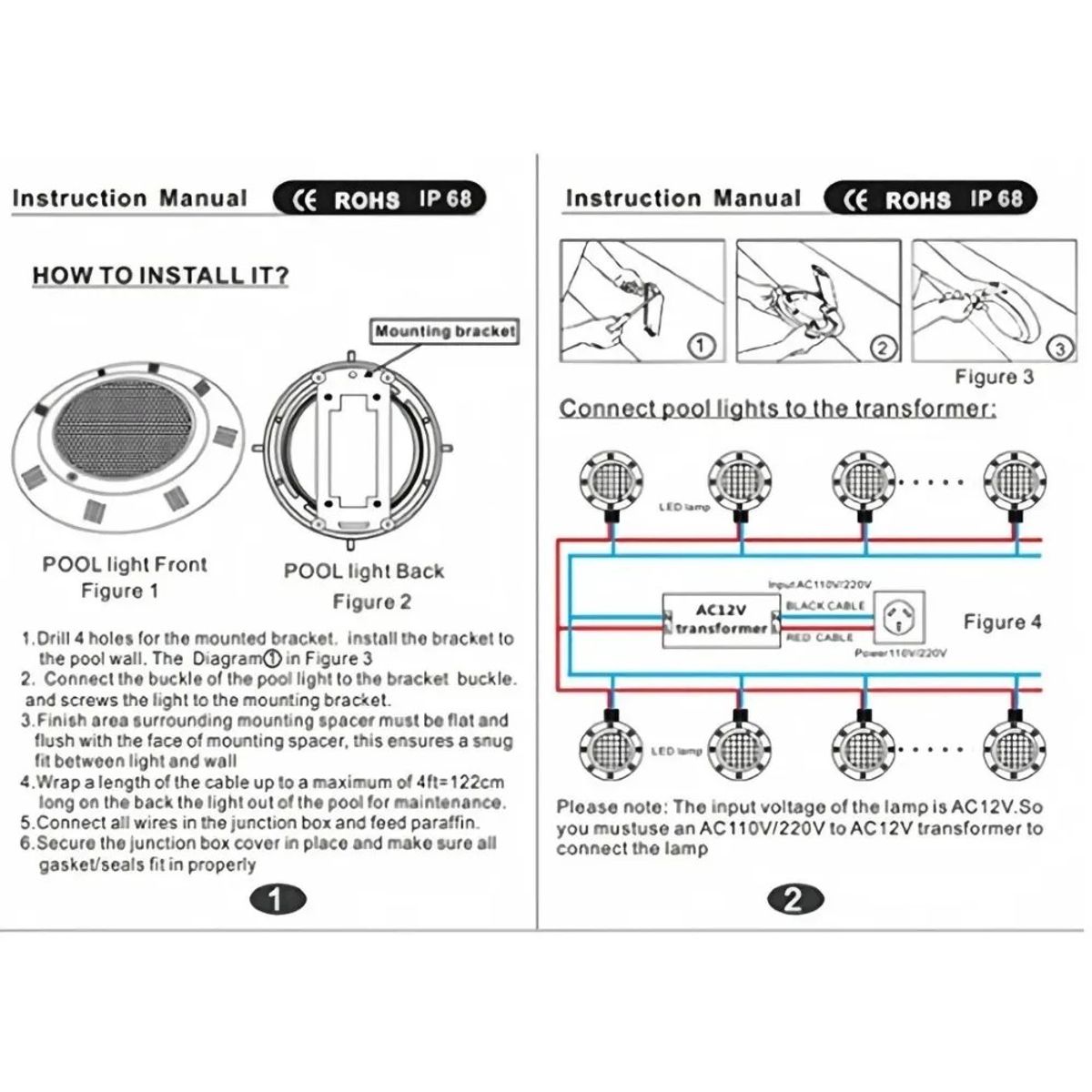 GENERICO - Pack 2 Foco Led De Piscina 24w Sumergible Luces Blanco