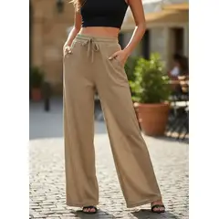 AGW - Pack 3 Pantalones Mujer Ancho Canale Forrado Polar