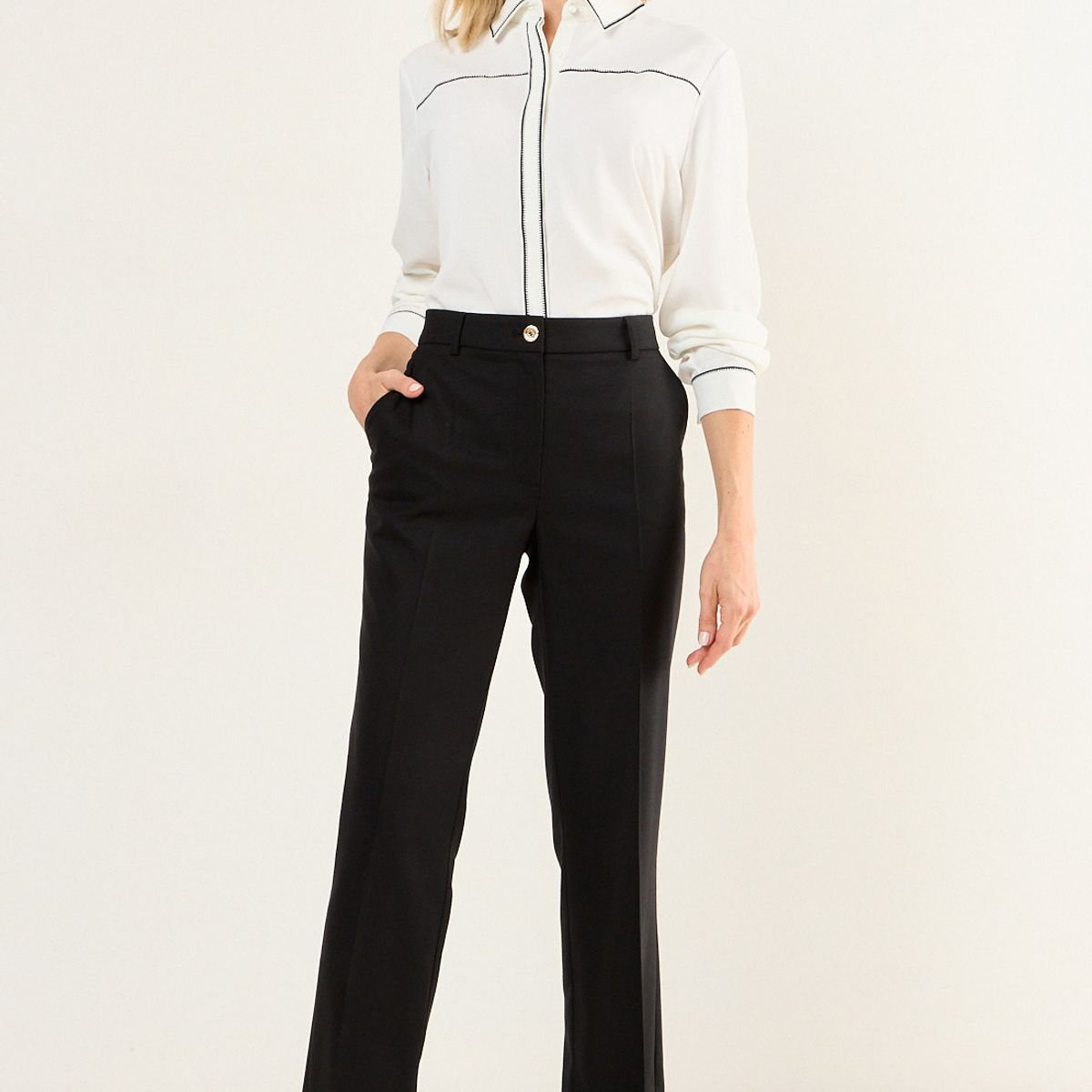 MA GRIFFE - Pantalon Liso Mujer Negro Magriffe