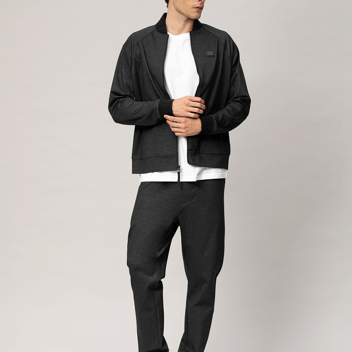KARL LAGERFELD - Chaqueta bomber jaspeada con cremallera