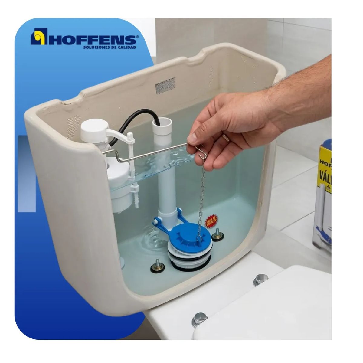 HOFFENS - Valvula Descarga Estanque Wc Hoffens Con Flapper Y Cadena