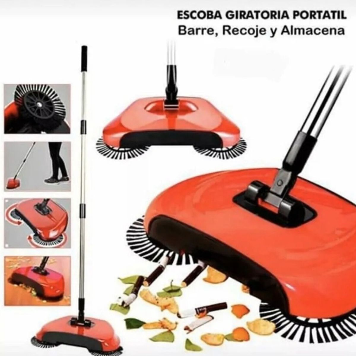 MOVI - Escoba Aspiradora Manual 3 en 1 Giratoria Sin Cables