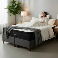 BLOCCARE - Cama King Box 30cm - L200cm +Colchon Black Prime - Modelo Dos / Con Pata 4.5(Gris)