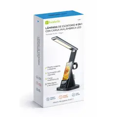 TECNOLAB - Lámpara Escritorio TL061 Carga Inalámbrica 4 En 1 Led Negro