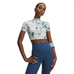 UNDER ARMOUR - Primera Capa Superior Mujer Heatgear Print Crop Mock Ss Blanco