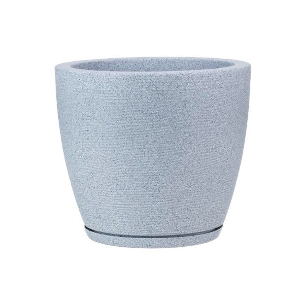 MACETERO GRIS CLARO AMSTERDAM 28CM ALTO CON PLATO