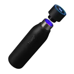 BAZUCA - Botella Inteligente UV TAWO 750ml de acero inoxidable - Purificador de Agua UV-C y Recordatorio de hidratación - Negra