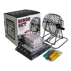 GENERICO - Set Completo Bingo Tómbola Metálica Clásico.