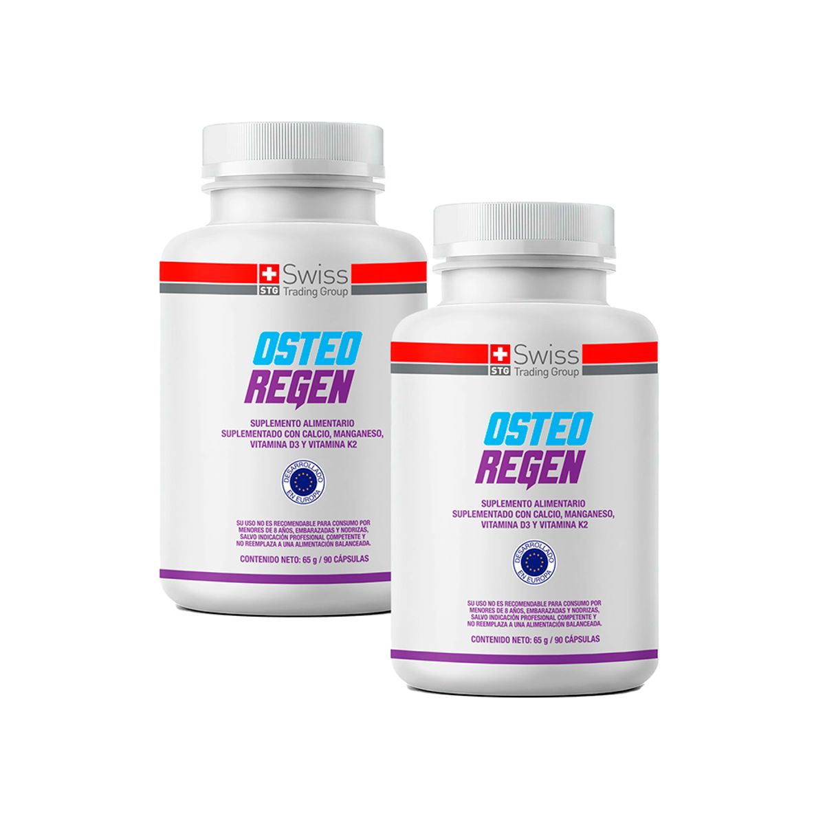 OsteoRegen - Fortalecedor de Huesos Calcio Vitamina D y K2 Magnesio 180 Cápsulas