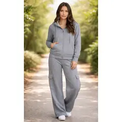 AGW - Pack 2 Conjuntos Buzo Mujer Polerón Cierre Y Pantalón Cargo