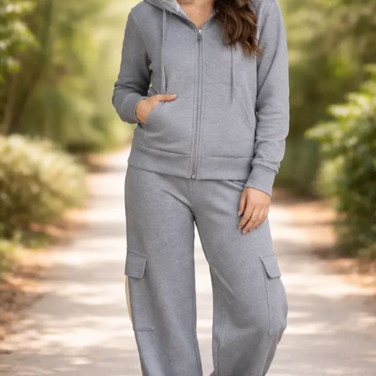 AGW - Pack 2 Conjuntos Buzo Mujer Polerón Cierre Y Pantalón Cargo