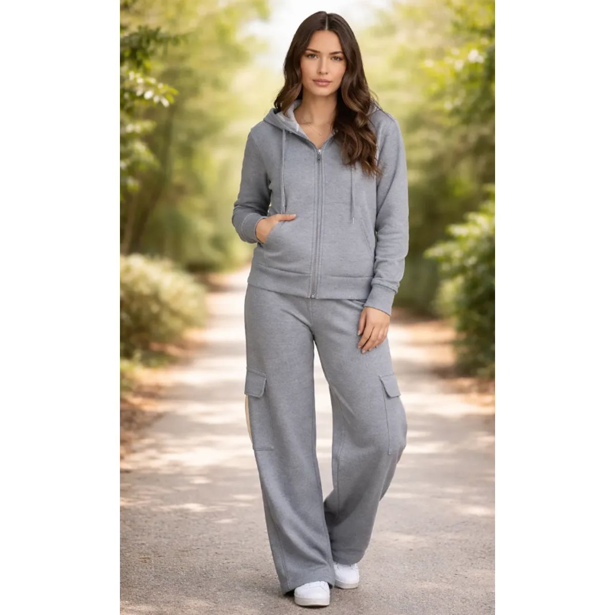 AGW - Pack 2 Conjuntos Buzo Mujer Polerón Cierre Y Pantalón Cargo