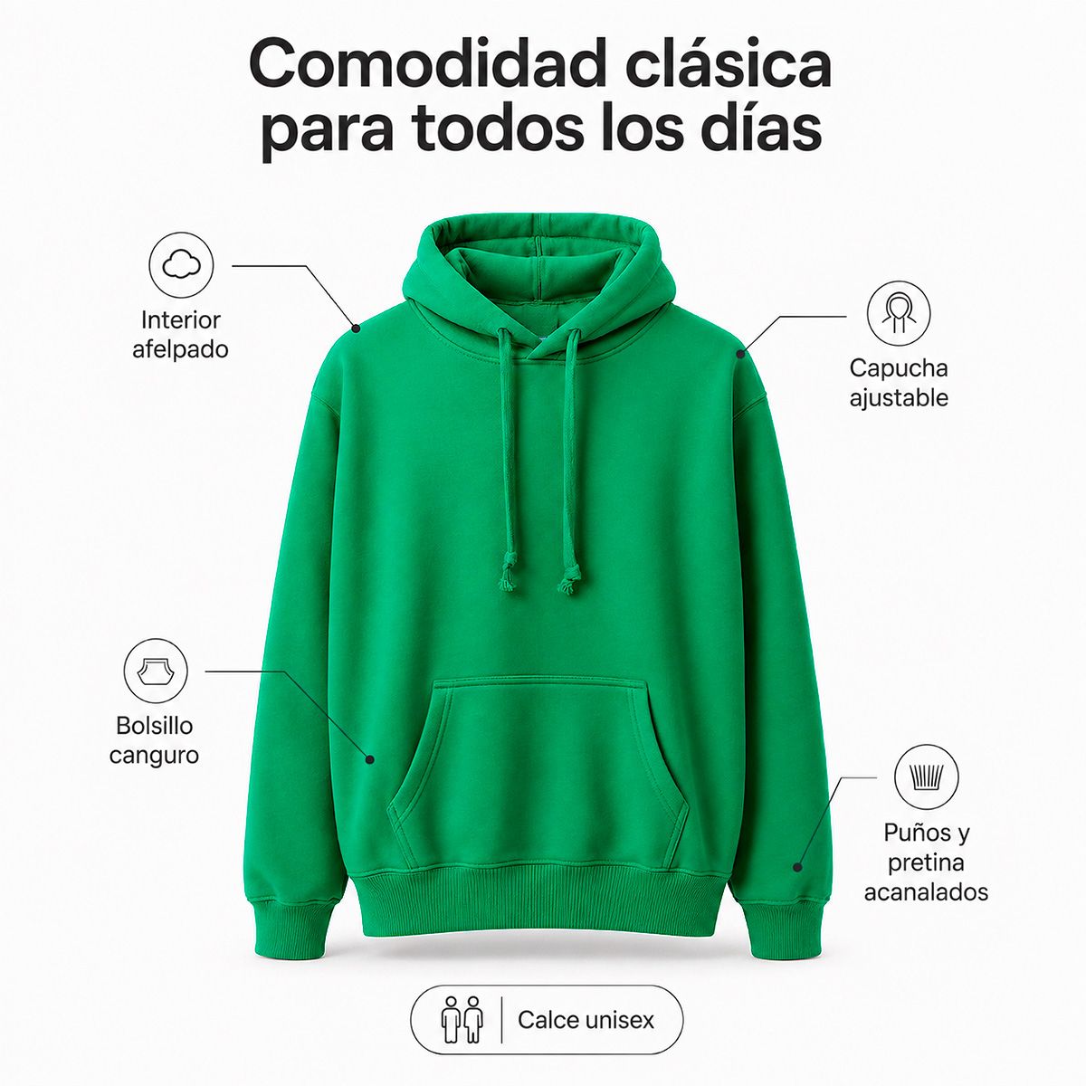 ANDESLAND OUTDOOR APPAREL - Polerón canguro con capucha Unisex