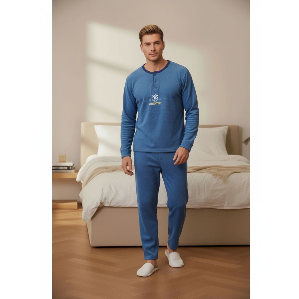LIKE SHOP - Pijama Polar Hombre Invierno 2 Piezas Calidad Premium 4008
