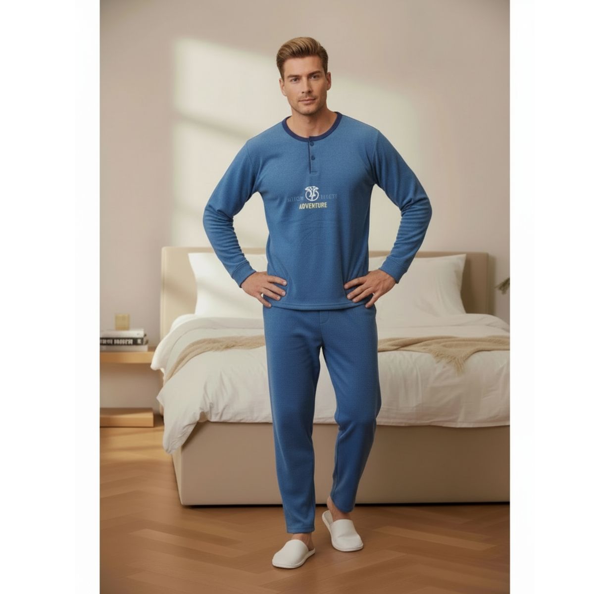 LIKE SHOP - Pijama Polar Hombre Invierno 2 Piezas Calidad Premium 4008