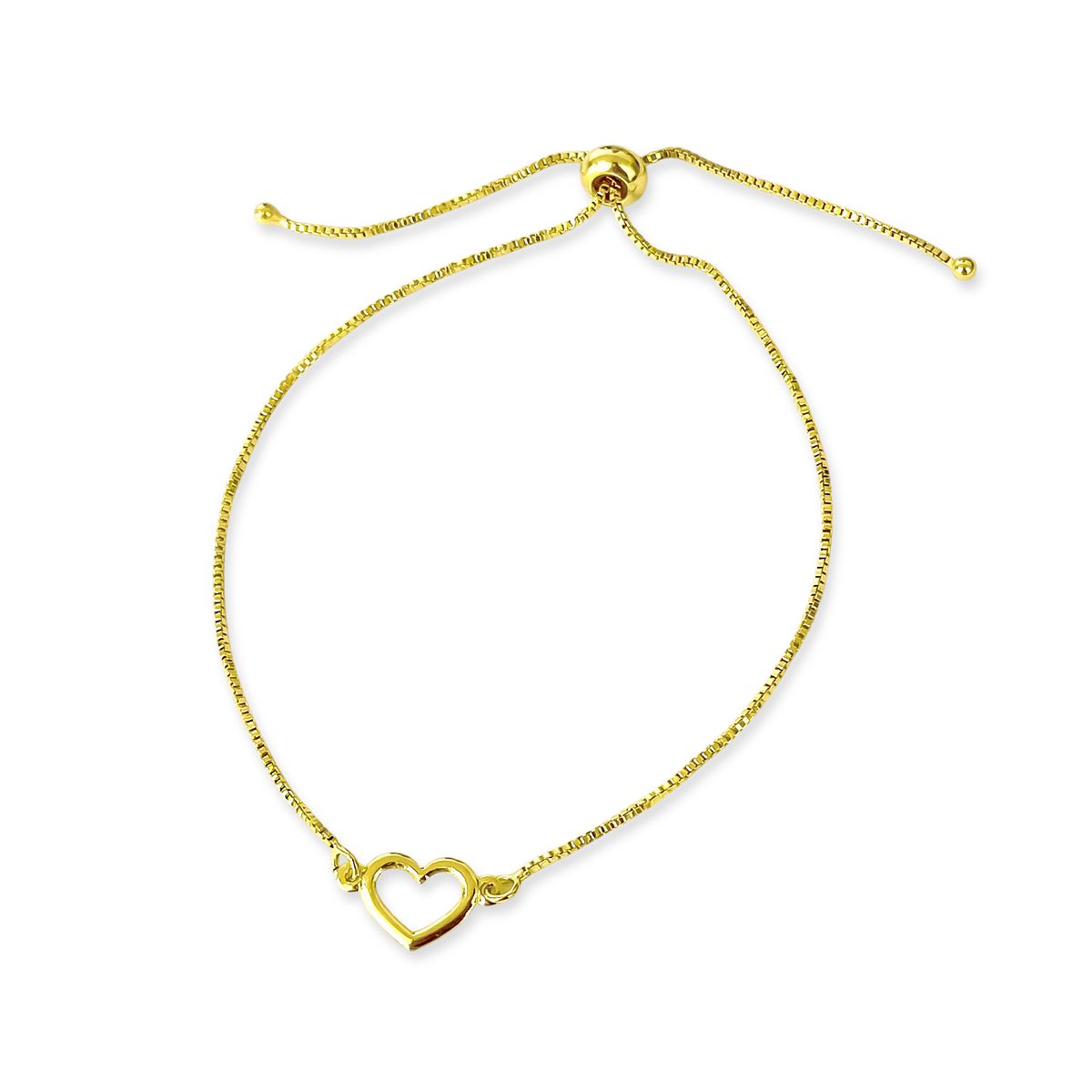 COGGIOLA - Pulsera Corazón Calado Veneciana Enchapado Oro 18K Ajustable