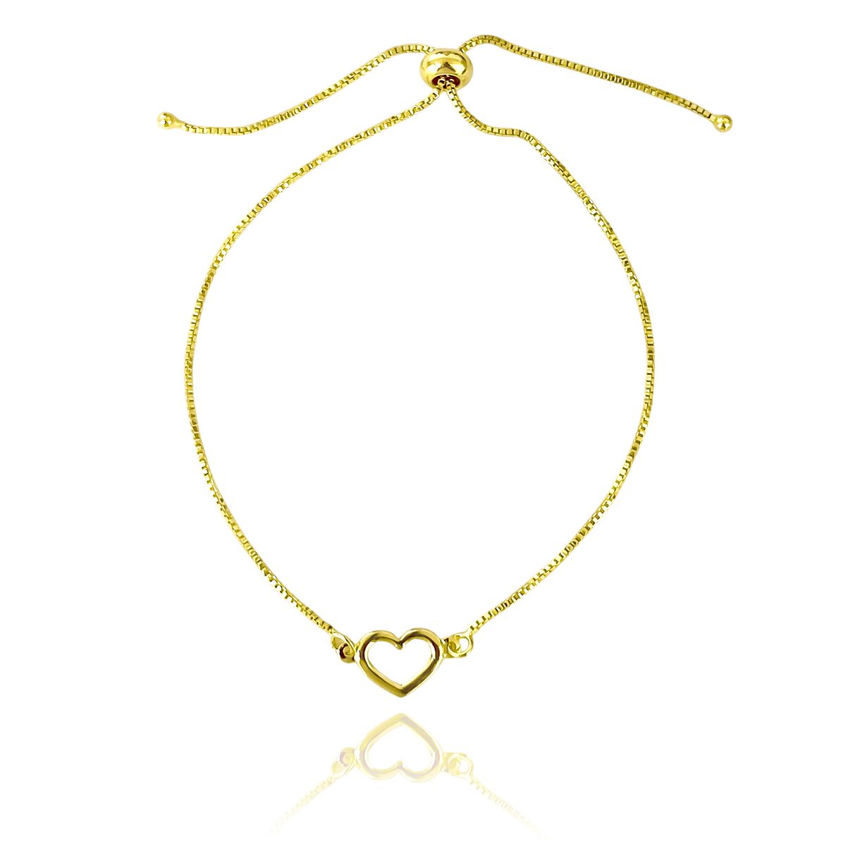 COGGIOLA - Pulsera Corazón Calado Veneciana Enchapado Oro 18K Ajustable