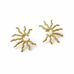 GENERICO - Aros De Acero Inoxidable Diseño Sol Aretes Moderno Elegante