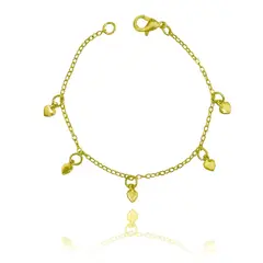 COGGIOLA - Pulsera Niña 5 Corazón Enchapado Oro 18K