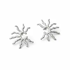 GENERICO - Aros De Acero Inoxidable Diseño Sol Aretes Moderno Elegante
