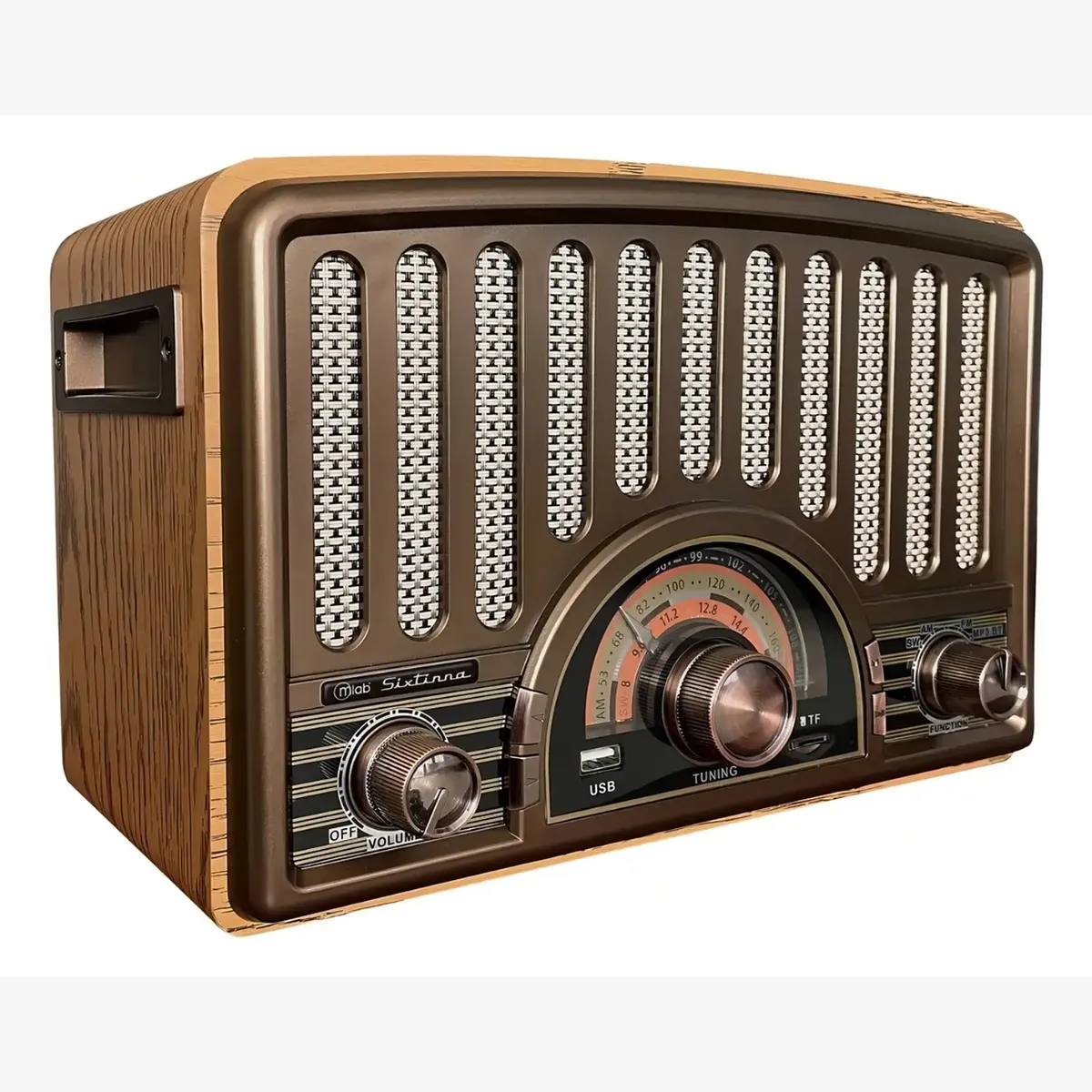 MLAB - Radio Parlante Mlab 9143 Retro Sixtinna Bluetooth Usb Tf Fm Color Café