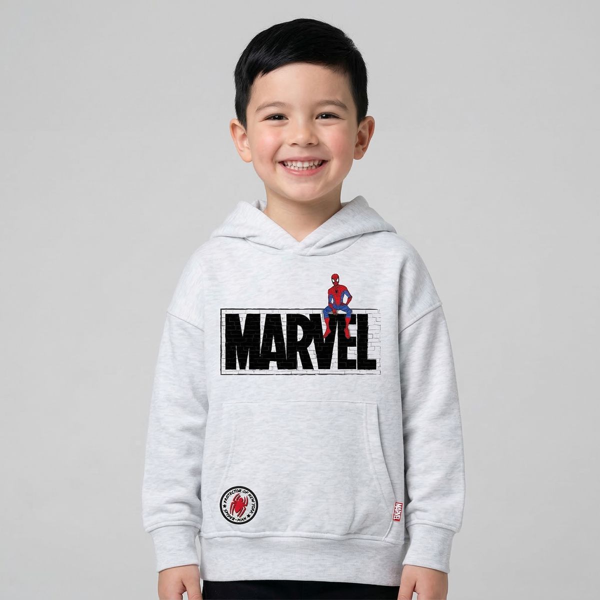 MARVEL - Polerón Cerrado Niño Hoodie Spiderman Blanco Marvel