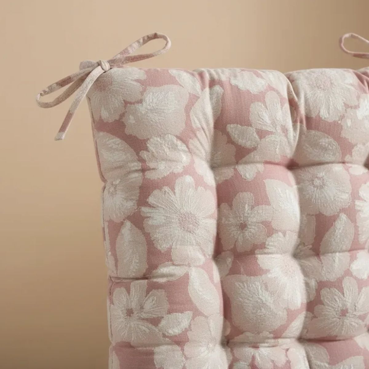 GENERICO - Cojín Para Silla Acolchado Diseño Floral 40x40cm Con Amarra