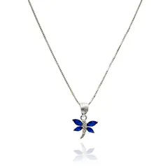 COGGIOLA - Collar Libélula Circón Azul Plata Fina 925