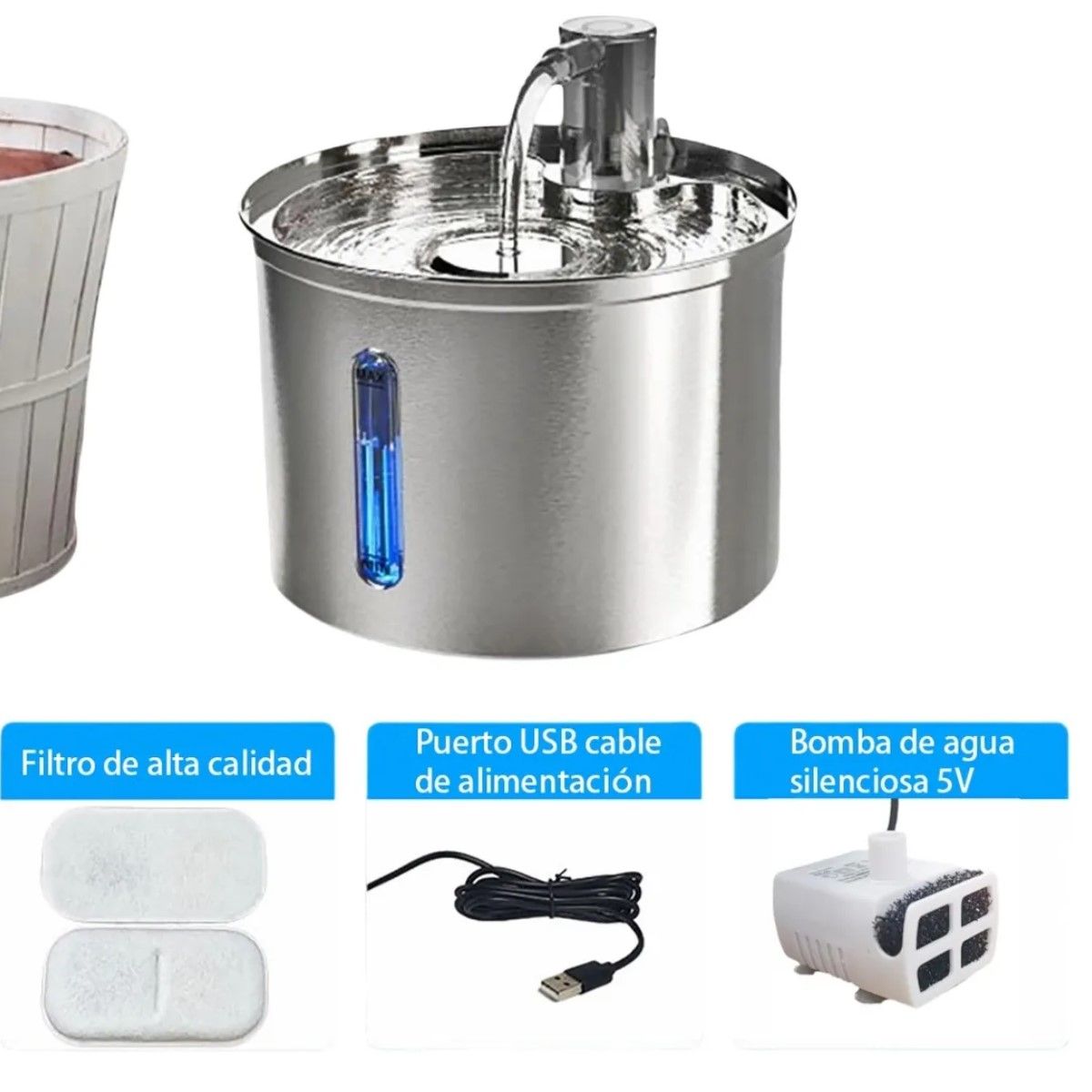 GENERICO - Fuente Bebedero Dispensador De Agua Para Mascotas Perro Gato Plateado BELUG