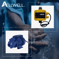 ALLWELL - KIT BOMBA PERIFERICA 1.0 HP QBm80 + CONTROLADOR AUTOMATICO DE PRESION