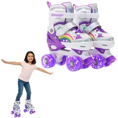 GENERICO - Patines Rollers 4 Ruedas Ajustables Con Luces Led Niñas