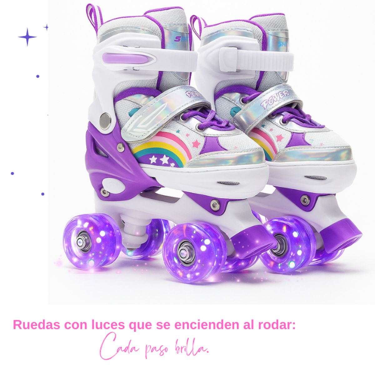 GENERICO - Patines Rollers 4 Ruedas Ajustables Con Luces Led Niñas