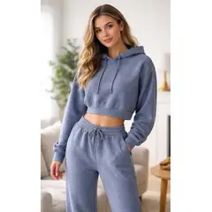 AGW - Pack 2 Conjuntos Buzo Mujer Crop Hoodie Multicolor Xl