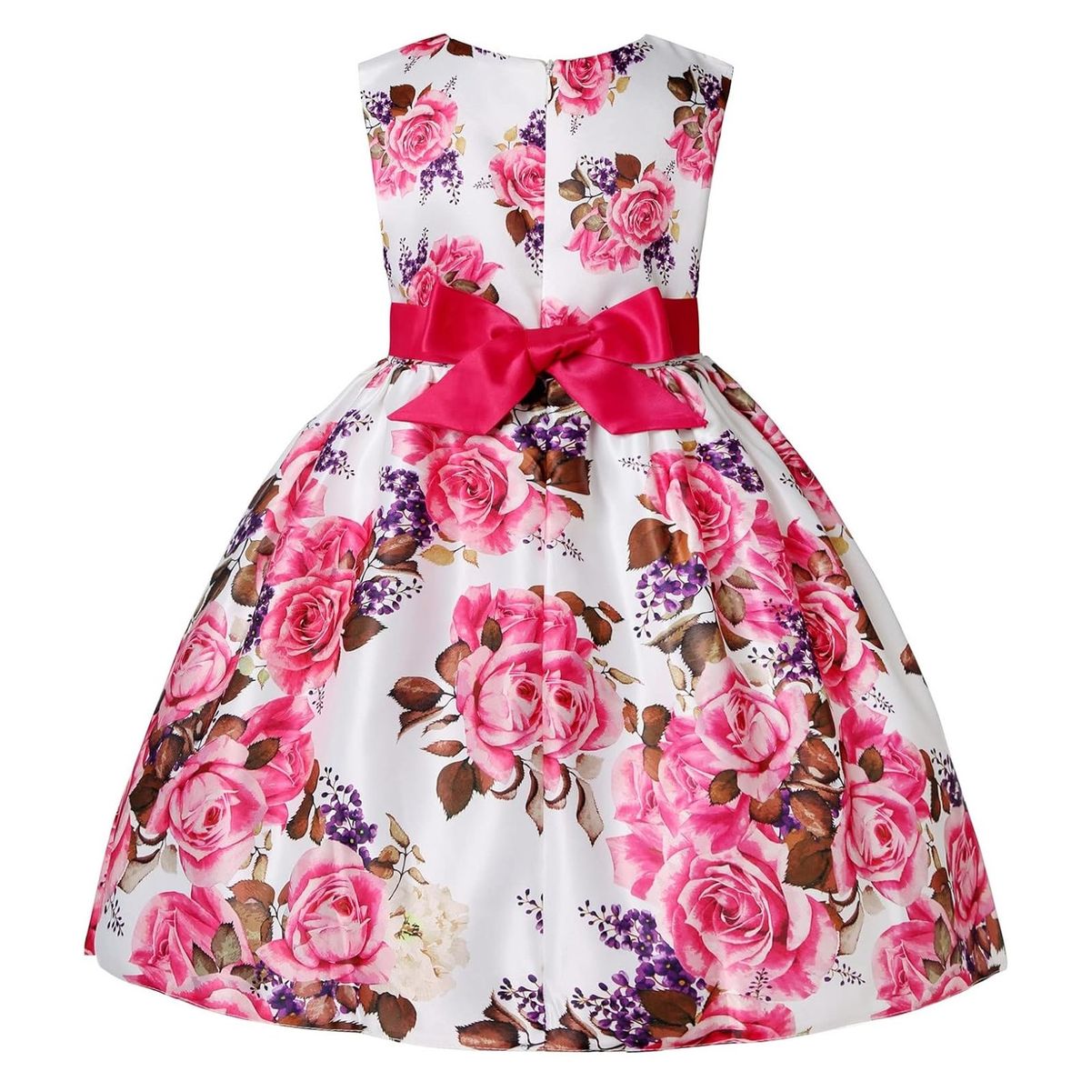 ALMA & DECO - Vestido Niñas Fiestas Bodas Blanco Flores Fucsias Modelo Yolanda