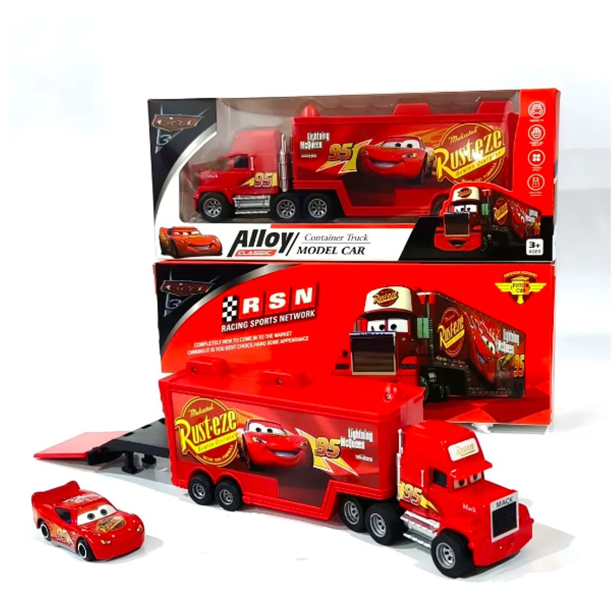 GENERIC - Trailer Mack Y Carro Rayo Mcqueen Cars Metal Plástico Color