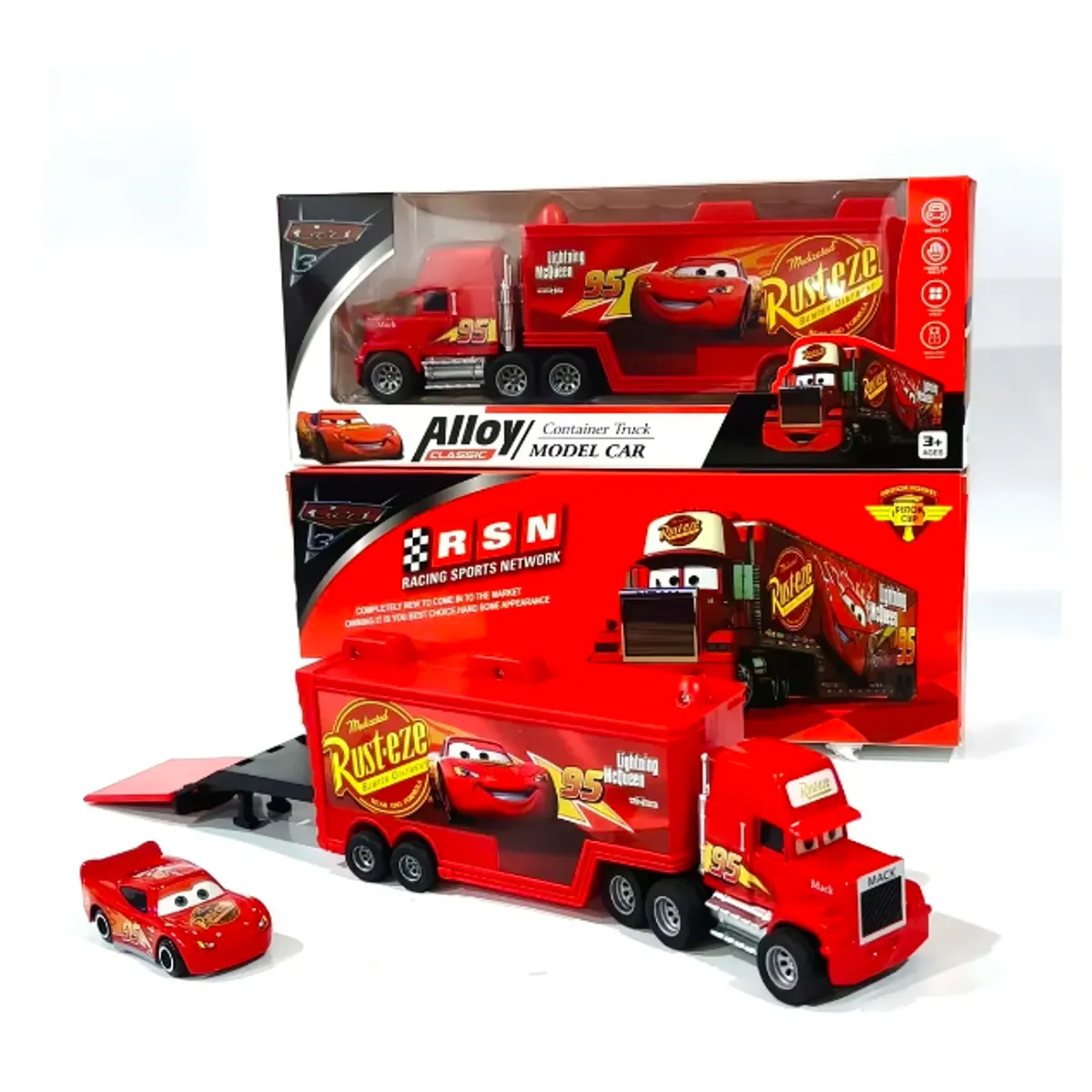 GENERIC - Trailer Mack Y Carro Rayo Mcqueen Cars Metal Plástico Color