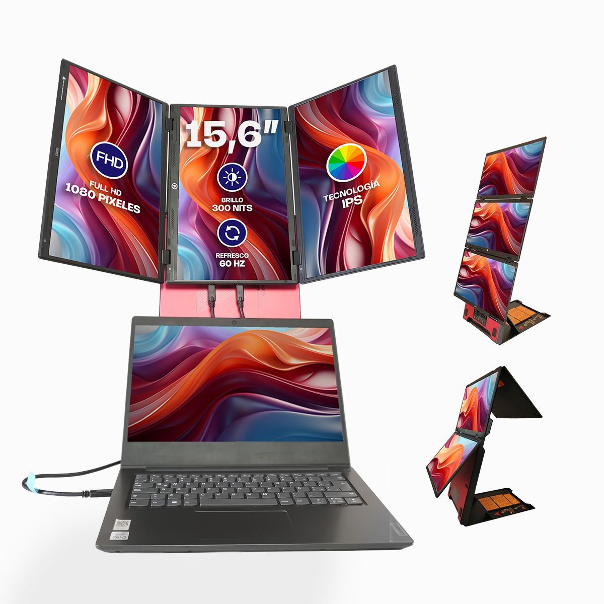 ASIAQUALITY - Extensor De Pantalla Para Notebook AsiaQuality Z4 Pro 15.6 Full HD 3 Pantallas Windows