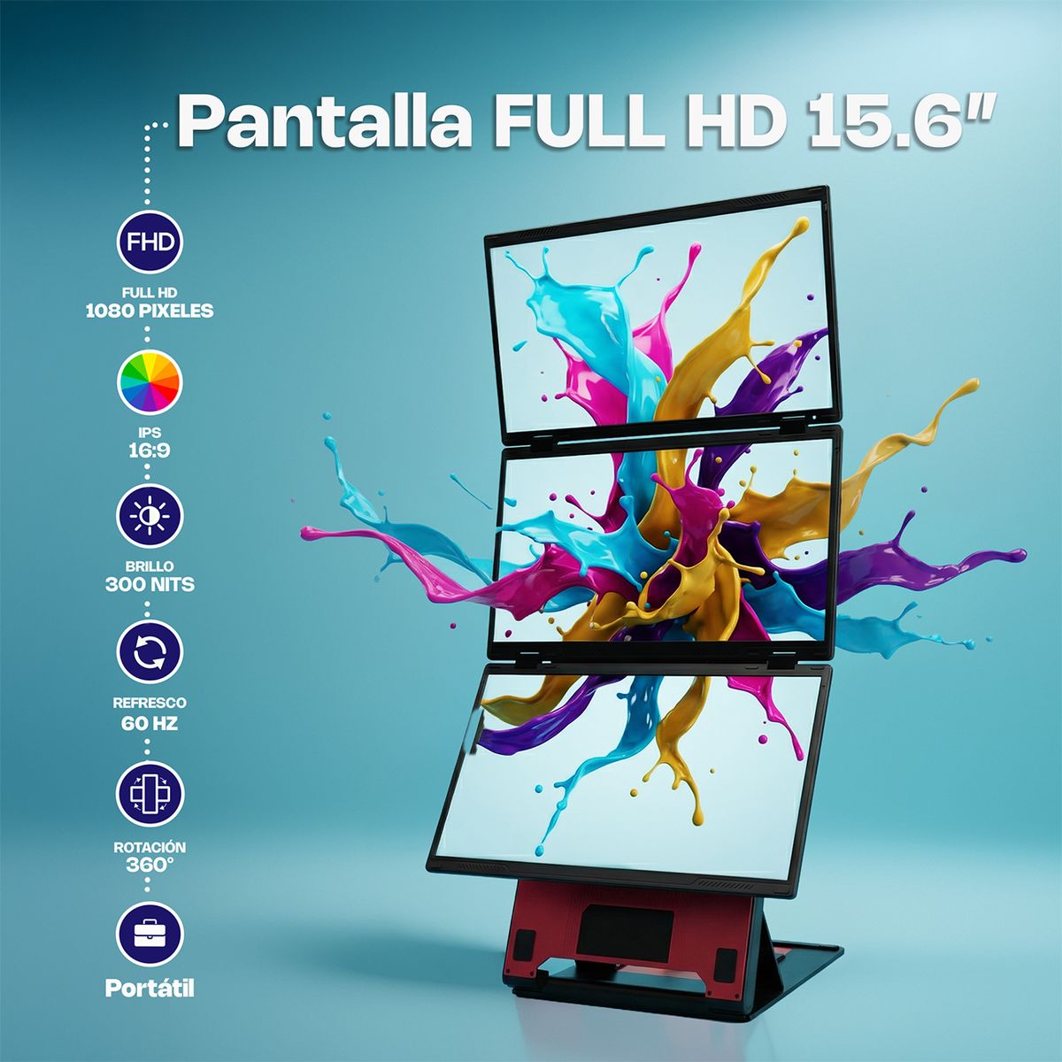 ASIAQUALITY - Extensor De Pantalla Para Notebook AsiaQuality Z4 Pro 15.6 Full HD 3 Pantallas Windows