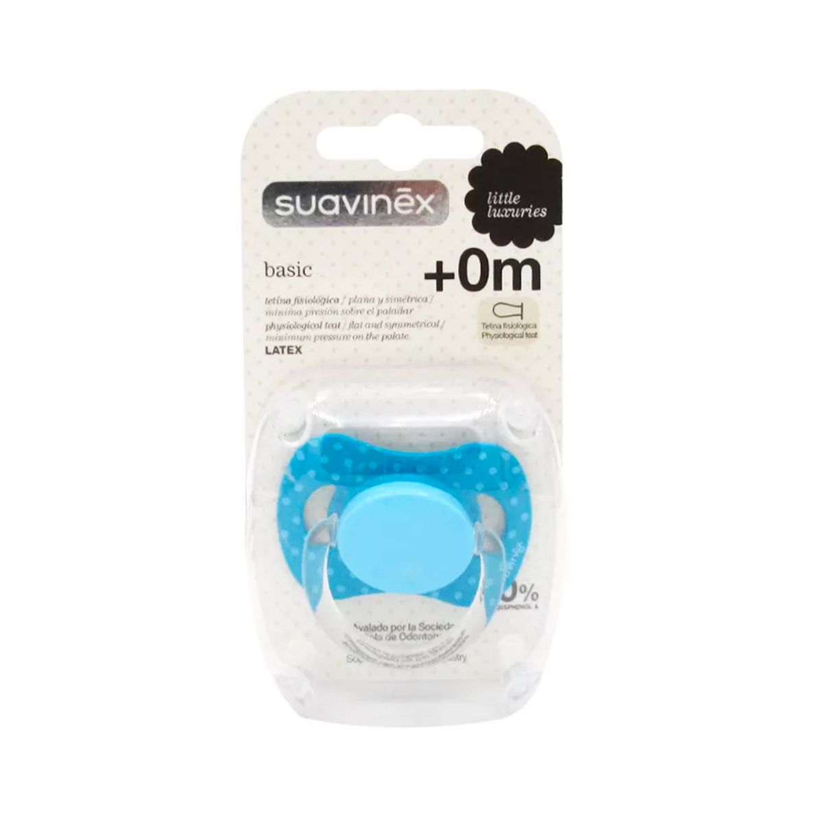 SUAVINEX - CHUPETE FISIOLOGICO LATEX +0M PUNTOS AZUL