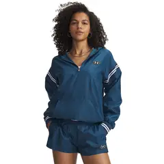 UNDER ARMOUR - Poleron Mujer Icon Woven Heritage ¼ Zip Azul