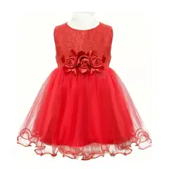 ALMA & DECO - Vestido Fiesta Paje Bodas Bebé Modelo Anyela Color Rojo