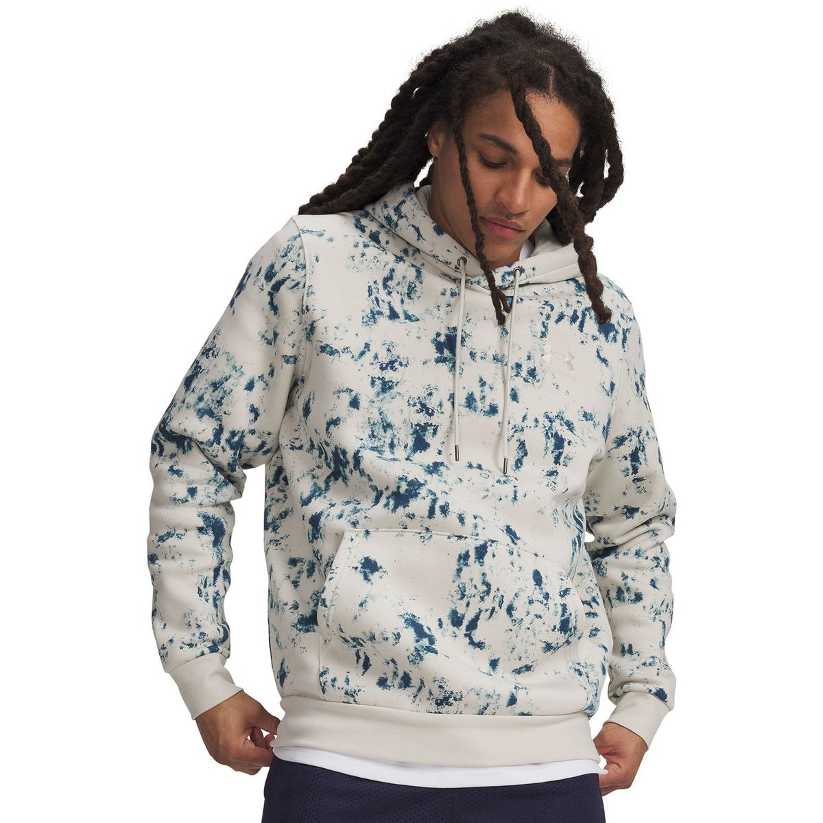 UNDER ARMOUR - Poleron Hombre Icon Fleece Pted Hoodie Blanco UNDER ARMOUR