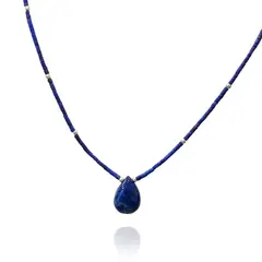 COGGIOLA - Collar Gota Mostacillas Lapislázuli Plata Fina 925