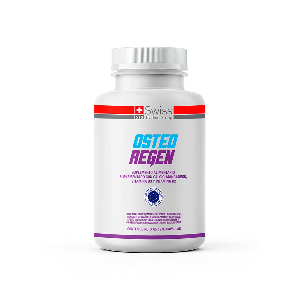 OsteoRegen - Fortalecedor de Huesos Calcio Vitamina D K2 Magnesio 90 Caps