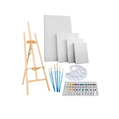 GENERICO - Set De Atril 1,50 + Bastidores + Pinceles + Pinturas +paleta